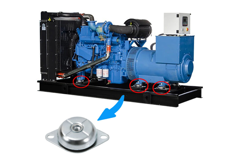 Industrial generator mounted on rubber vibration isolators